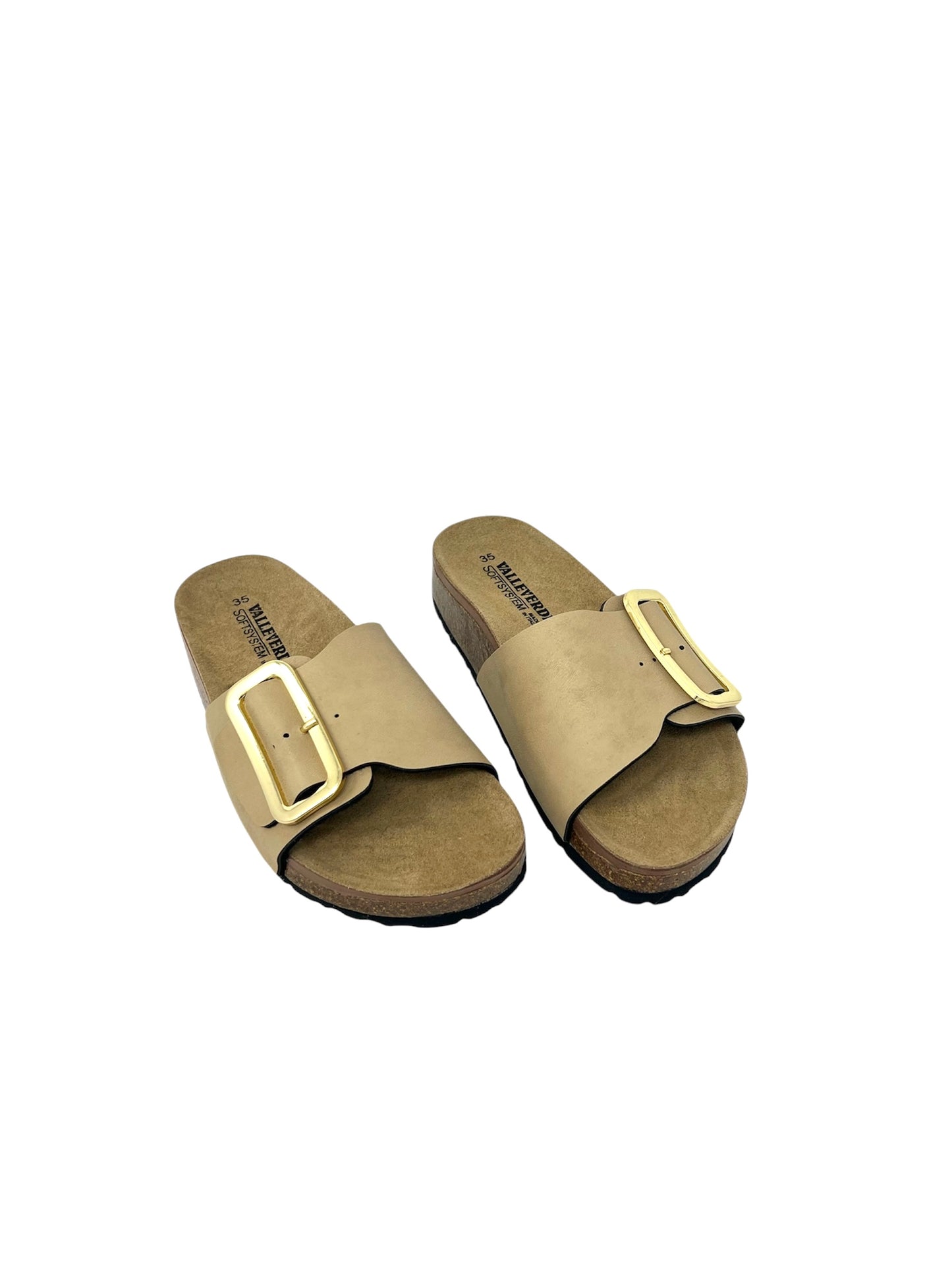 Ciabatta con fibbia tipo fussbett sabbia - VH31836