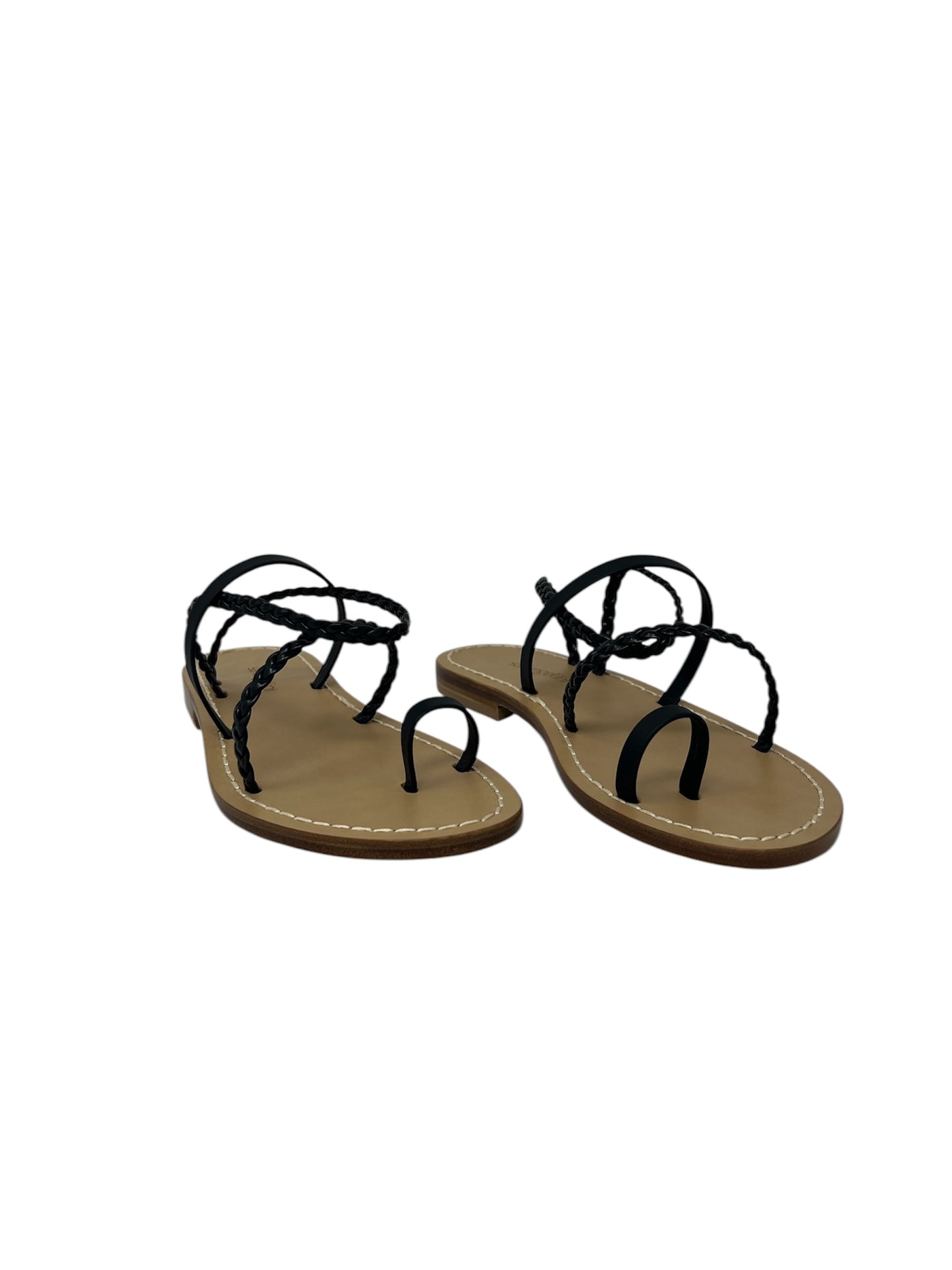 Sandalo infrapollice treccia nero tacco 3cm - MS0225