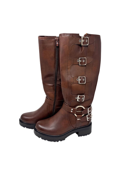 Stivale con fibbie marrone -6199M