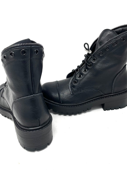 Anfibio profilo zip fondo carro pelle nero - B1901AN