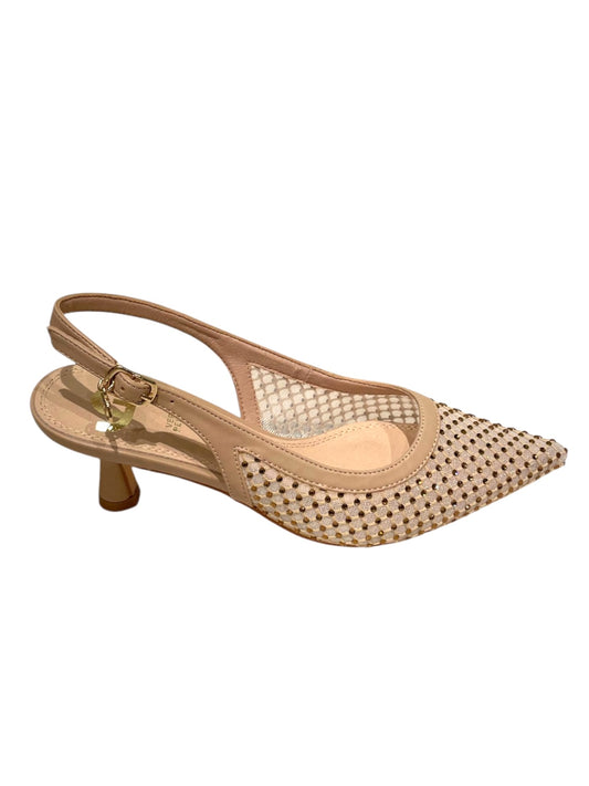 Slingback rete con strass oro -GD196B