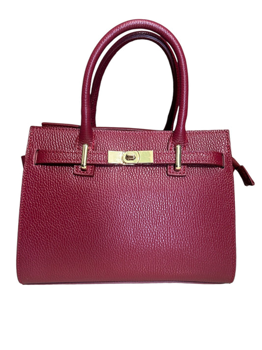 Shopping bag in pelle borgogna -HG48853