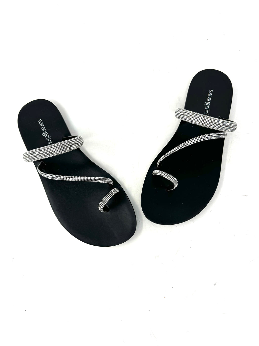 Sandalo basso infrapollice strass nero -PM7423N
