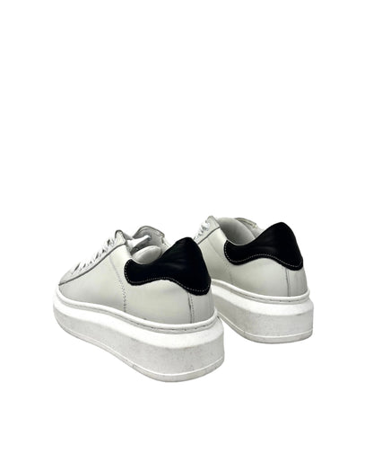 Sneakers in pelle bianca tallonetta nera - KEVIN01