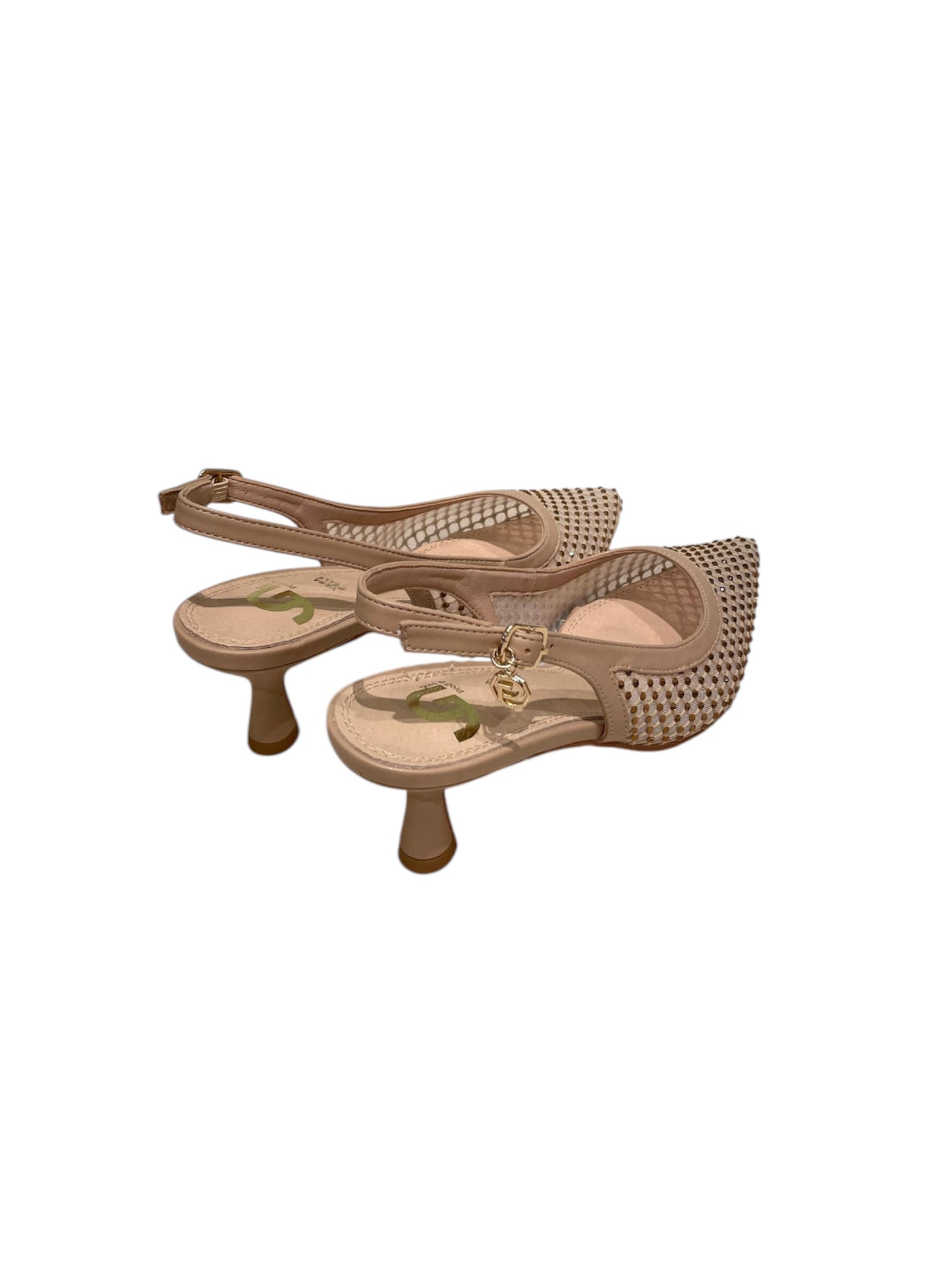 Slingback rete con strass oro -GD196B