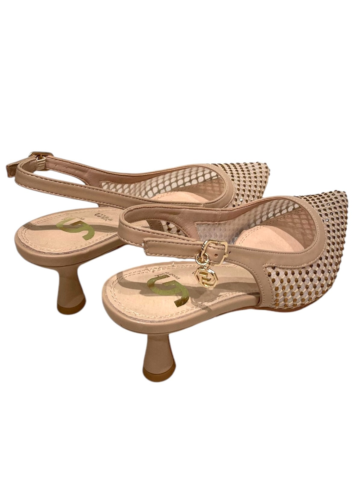 Slingback rete con strass oro -GD196B
