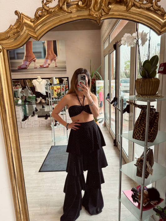 Completo top e pantalone strass