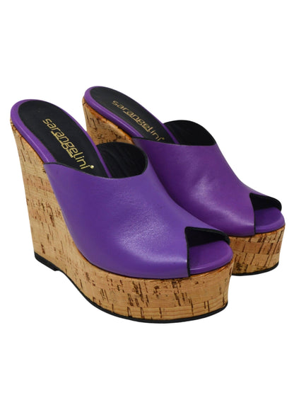 Ciabatta zeppa sughero viola - LIB401V