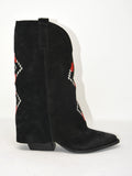 Texani con risvolto e ricamo nero -VMD025