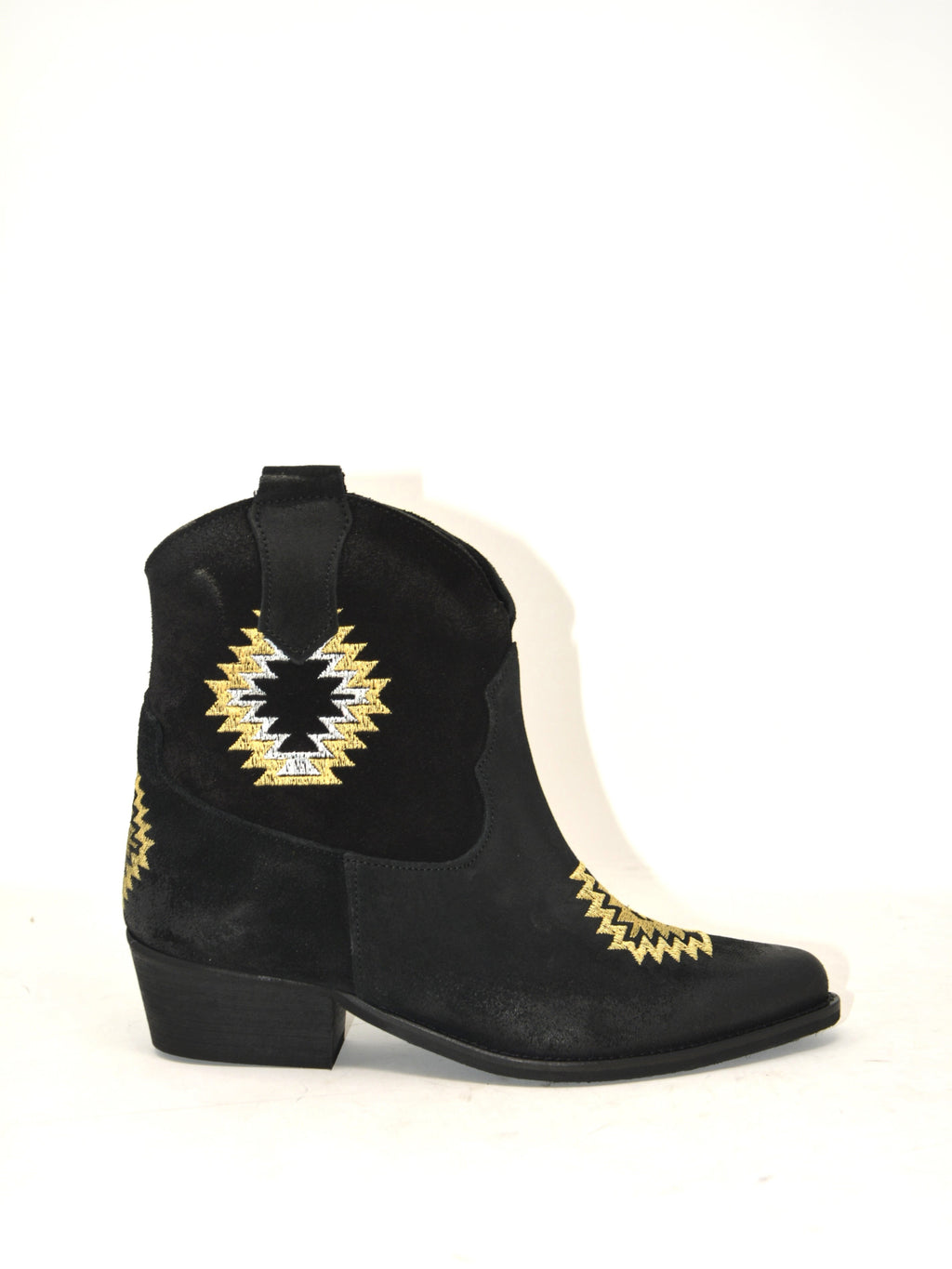 Texano nero ricamato oro - VMD02A