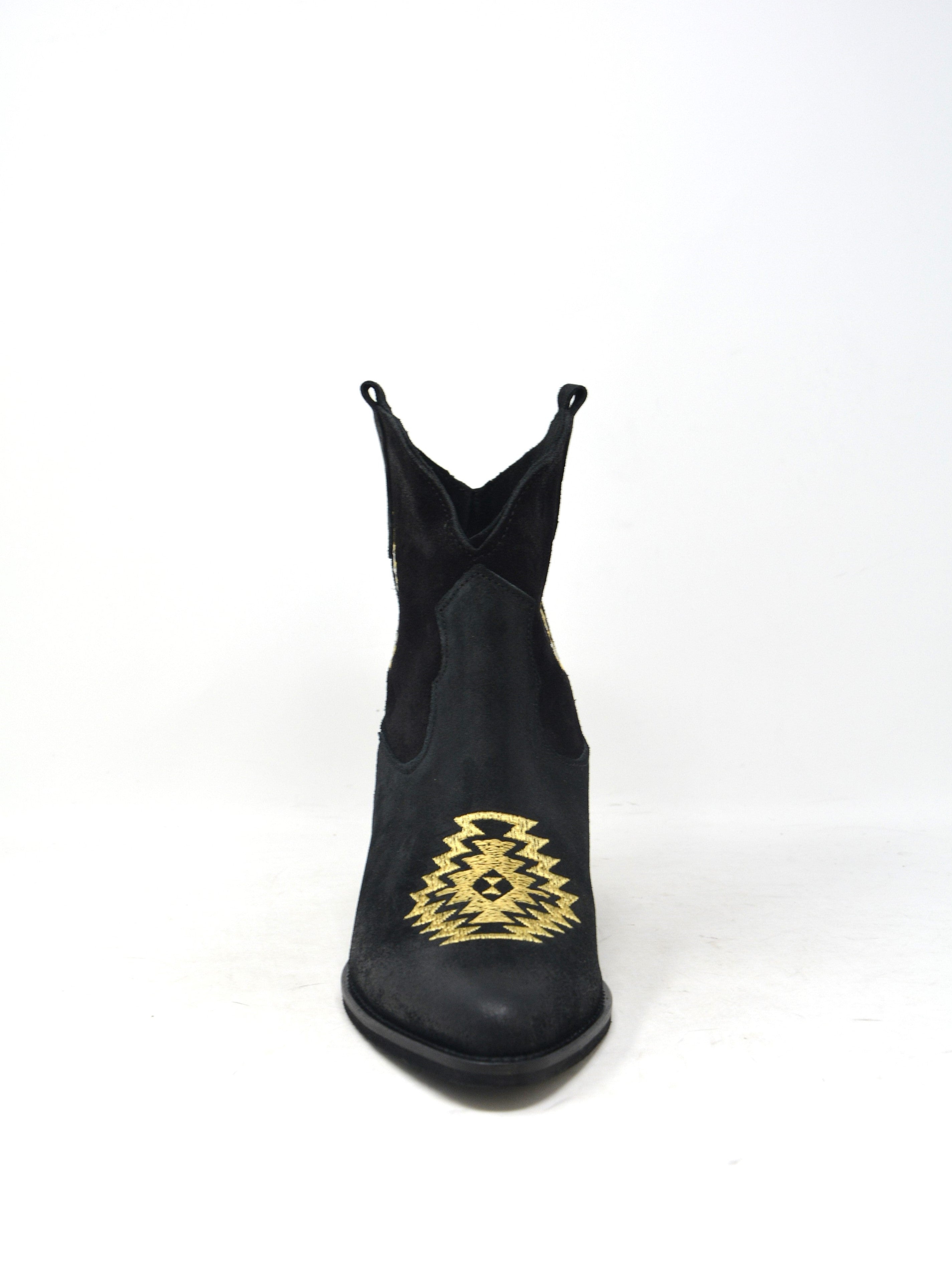 Texano nero ricamato oro - VMD02A