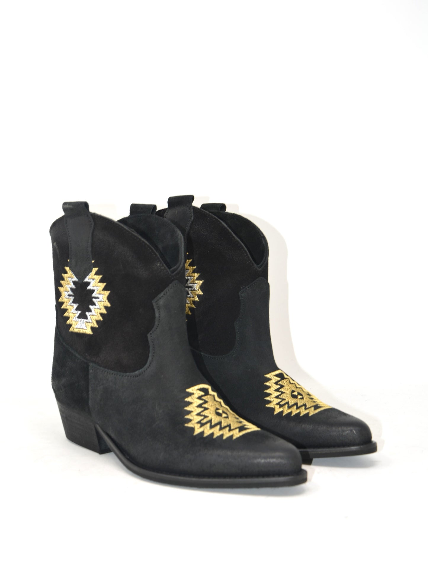 Texano nero ricamato oro - VMD02A
