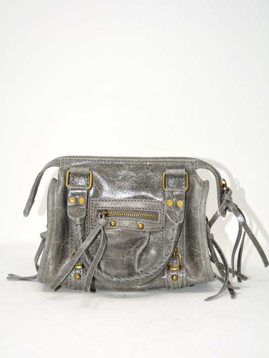 Mini bag in pelle con frange