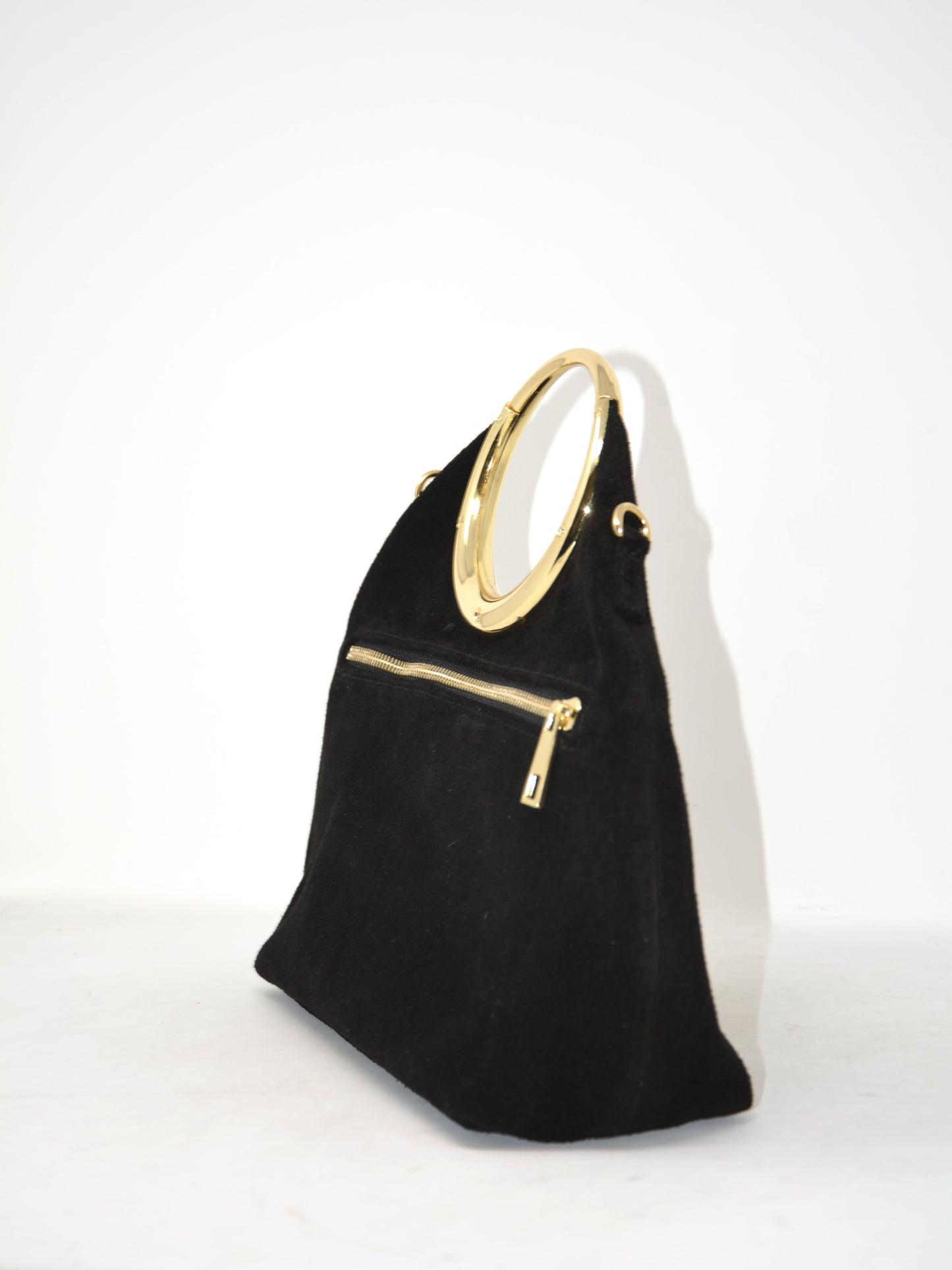 Borsa in camoscio occhiello oro -6054