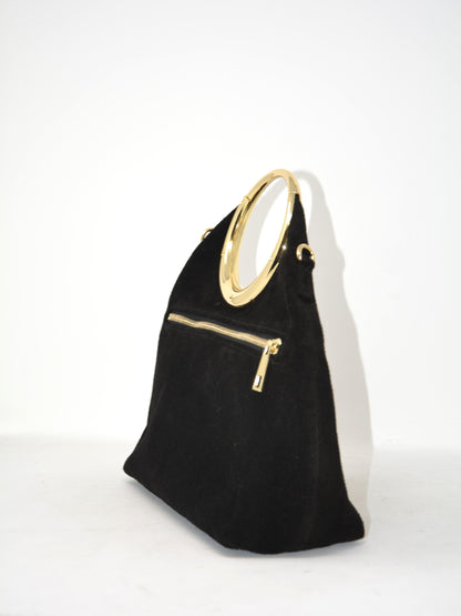 Borsa in camoscio occhiello oro -6054