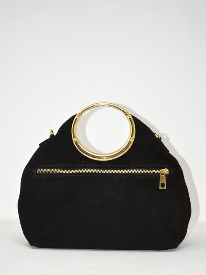 Borsa in camoscio occhiello oro -6054