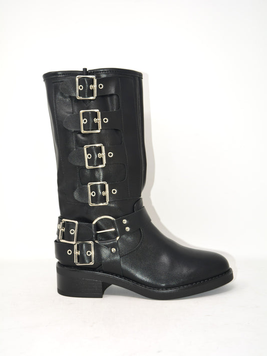 Stivale nero con fibbie -2Y380