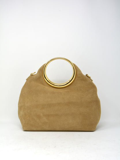 Borsa in camoscio occhiello oro -6054