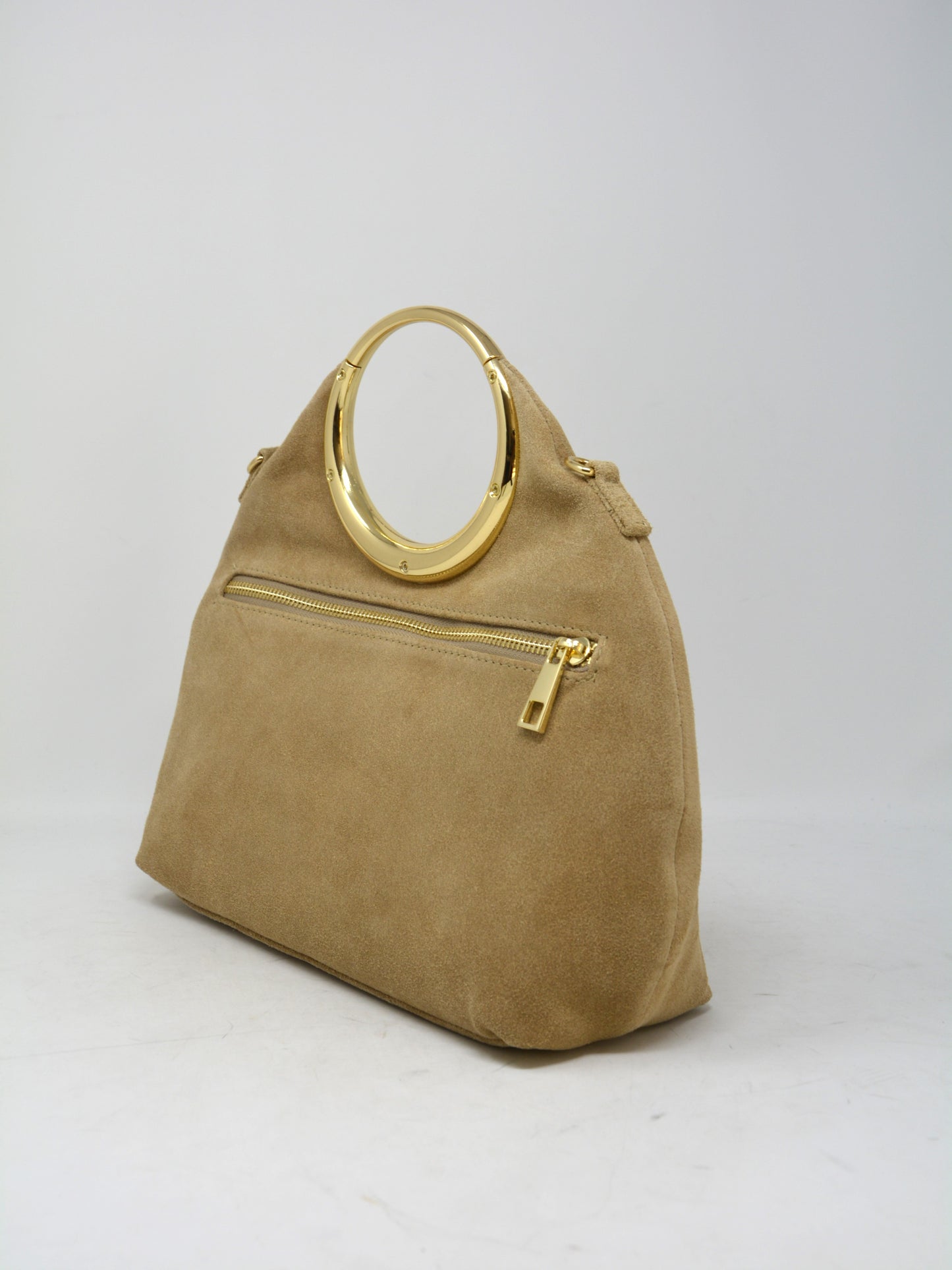 Borsa in camoscio occhiello oro -6054
