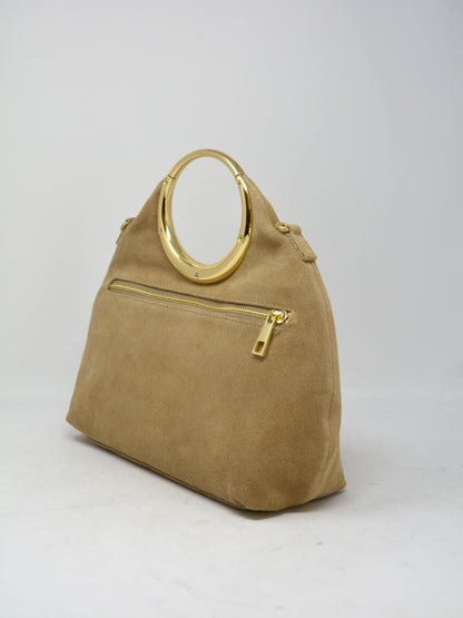 Borsa in camoscio occhiello oro -6054