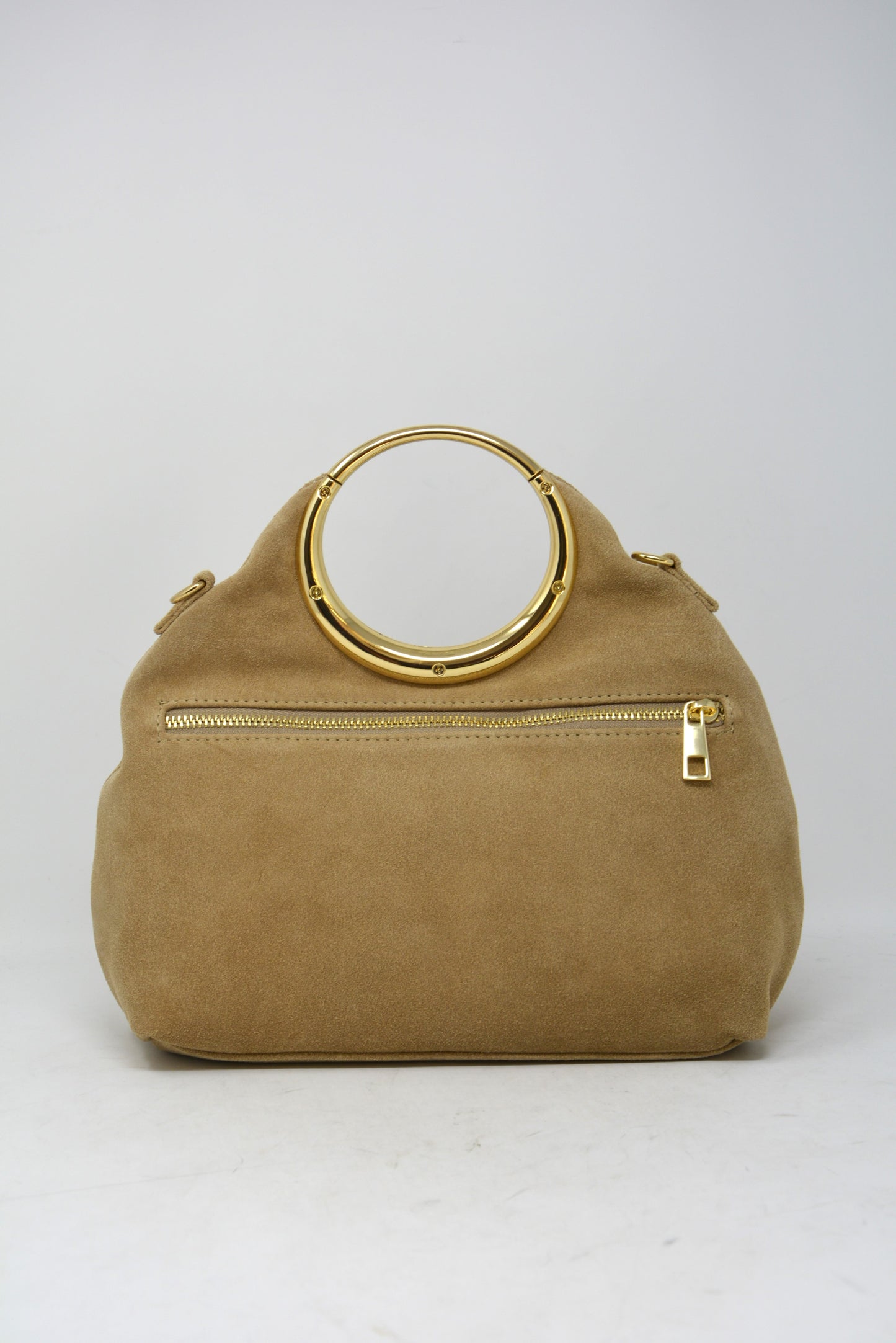Borsa in camoscio occhiello oro -6054