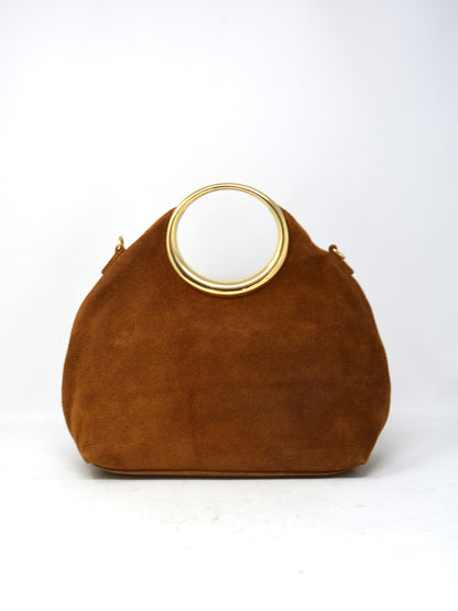 Borsa in camoscio occhiello oro -6054