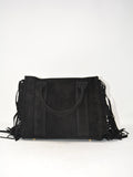 Borsa in camoscio con frange -359542