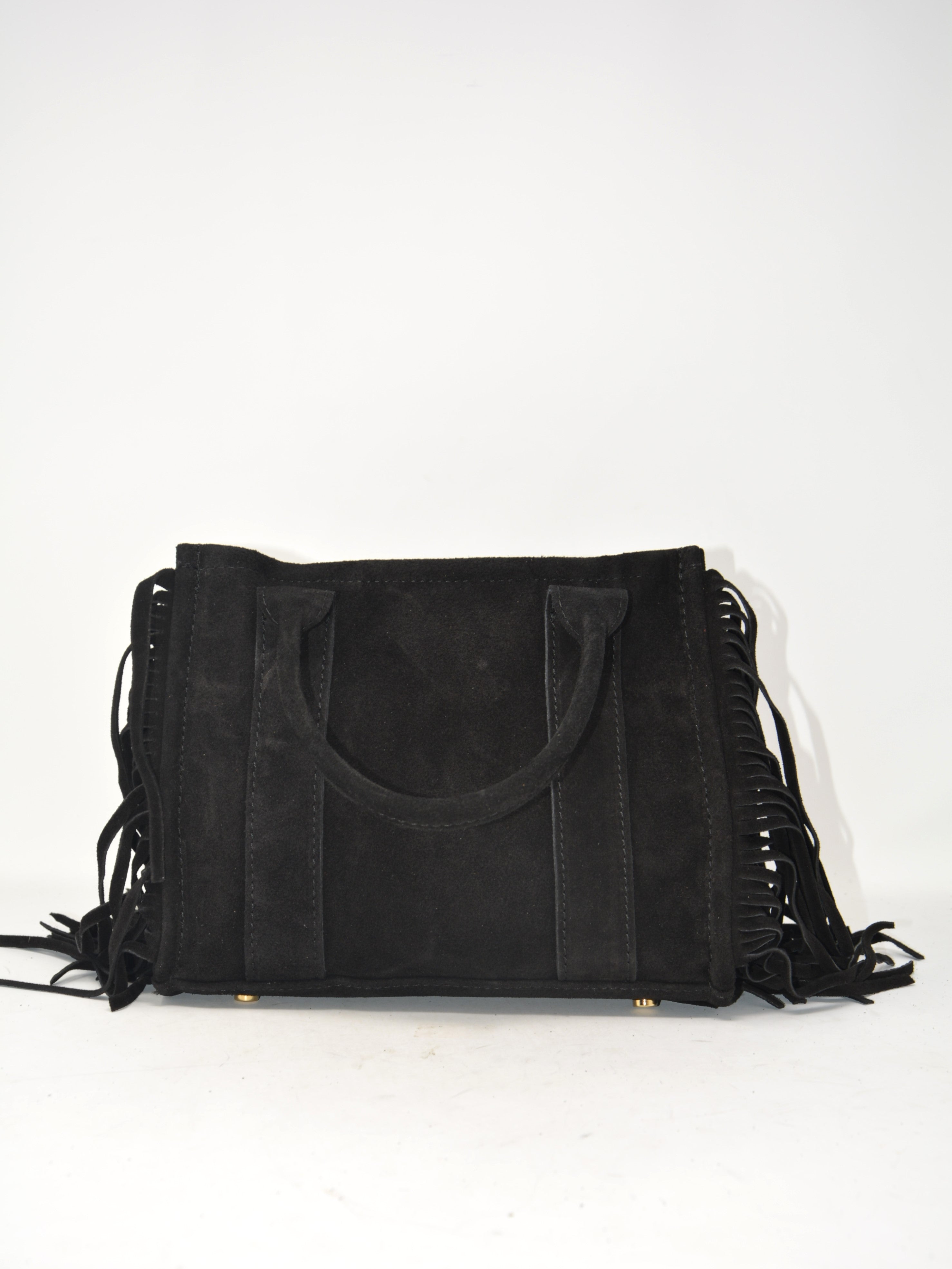 Borsa in camoscio con frange -359542