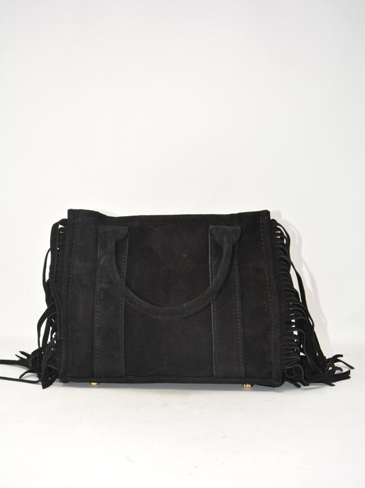 Borsa in camoscio con frange -359542