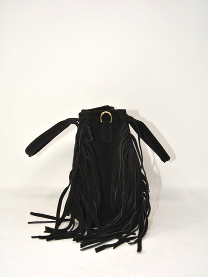 Borsa in camoscio con frange -359542