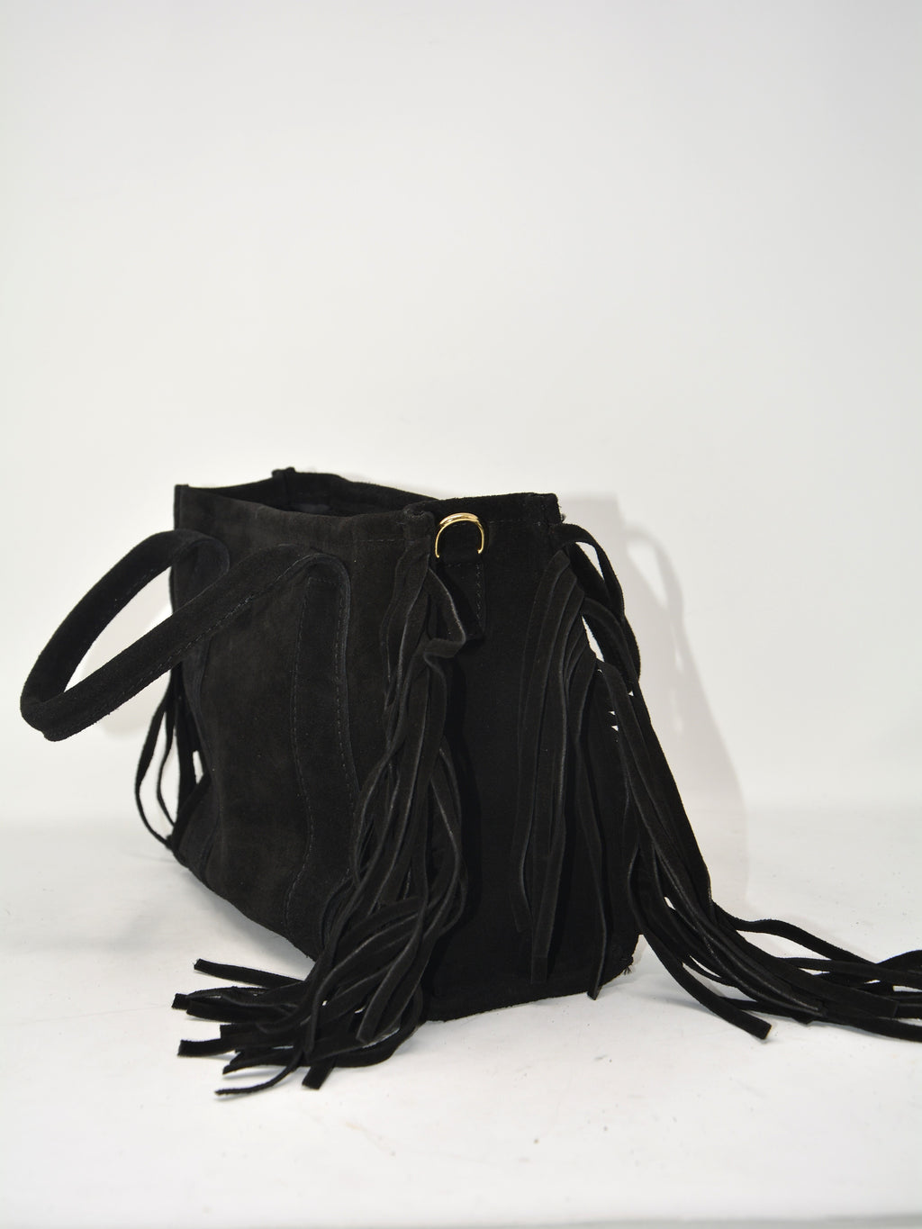 Borsa in camoscio con frange -359542