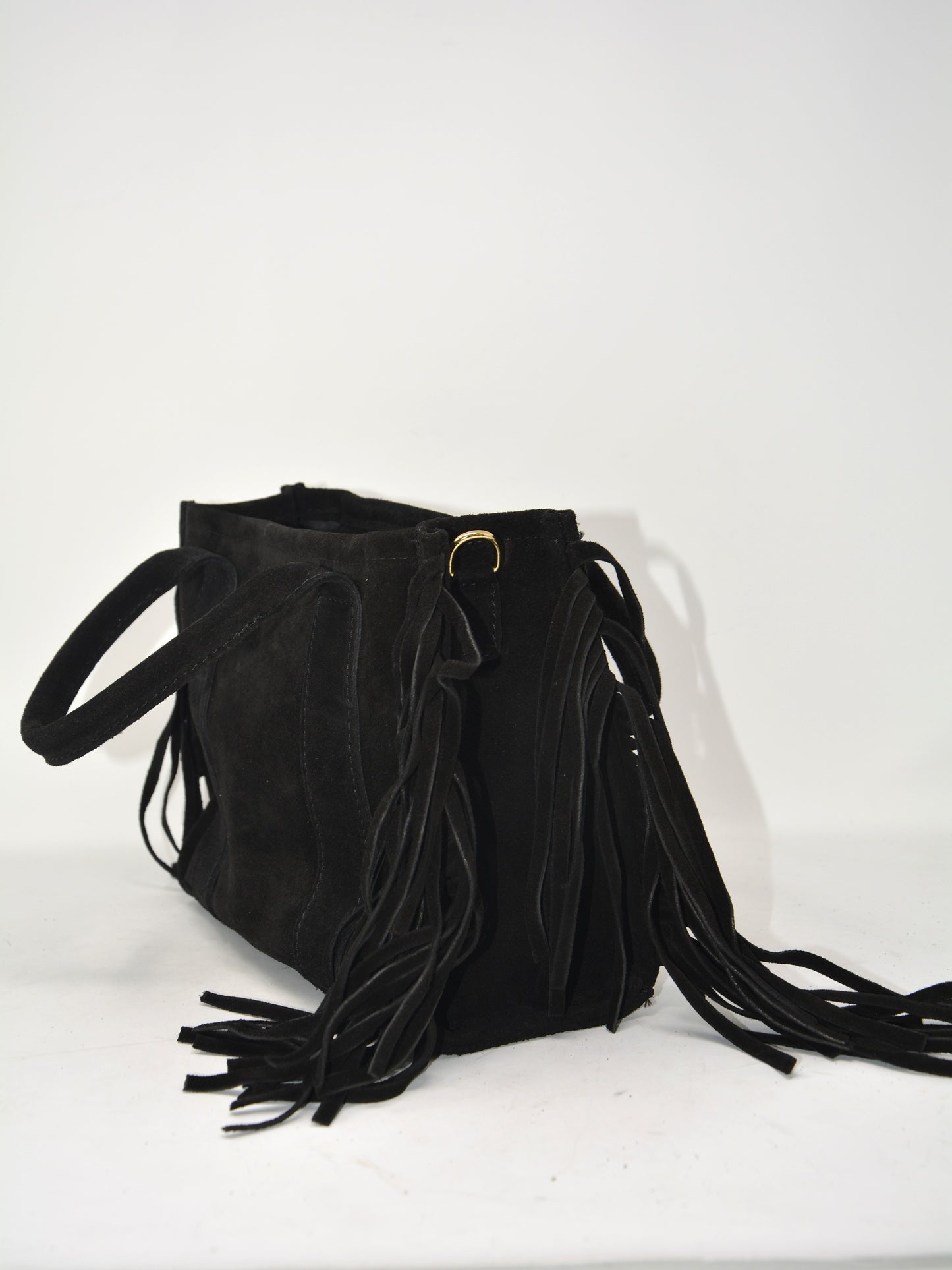 Borsa in camoscio con frange -359542