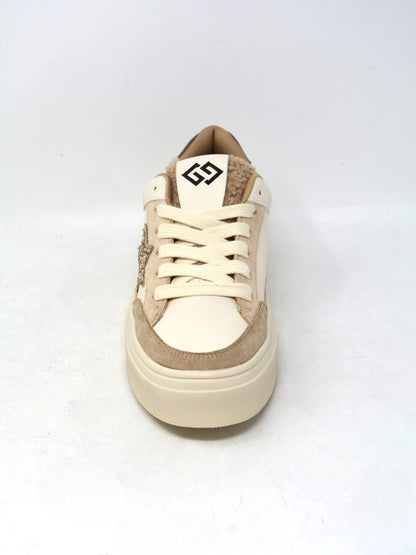 Sneaker beige bassa con stella -GB1008