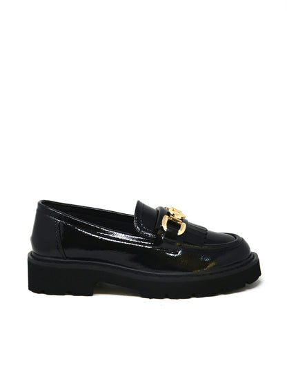 Mocassino nero lucido accessorio oro - 44521B