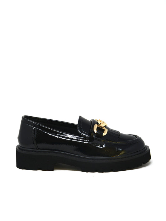 Mocassino nero lucido accessorio oro - 44521B