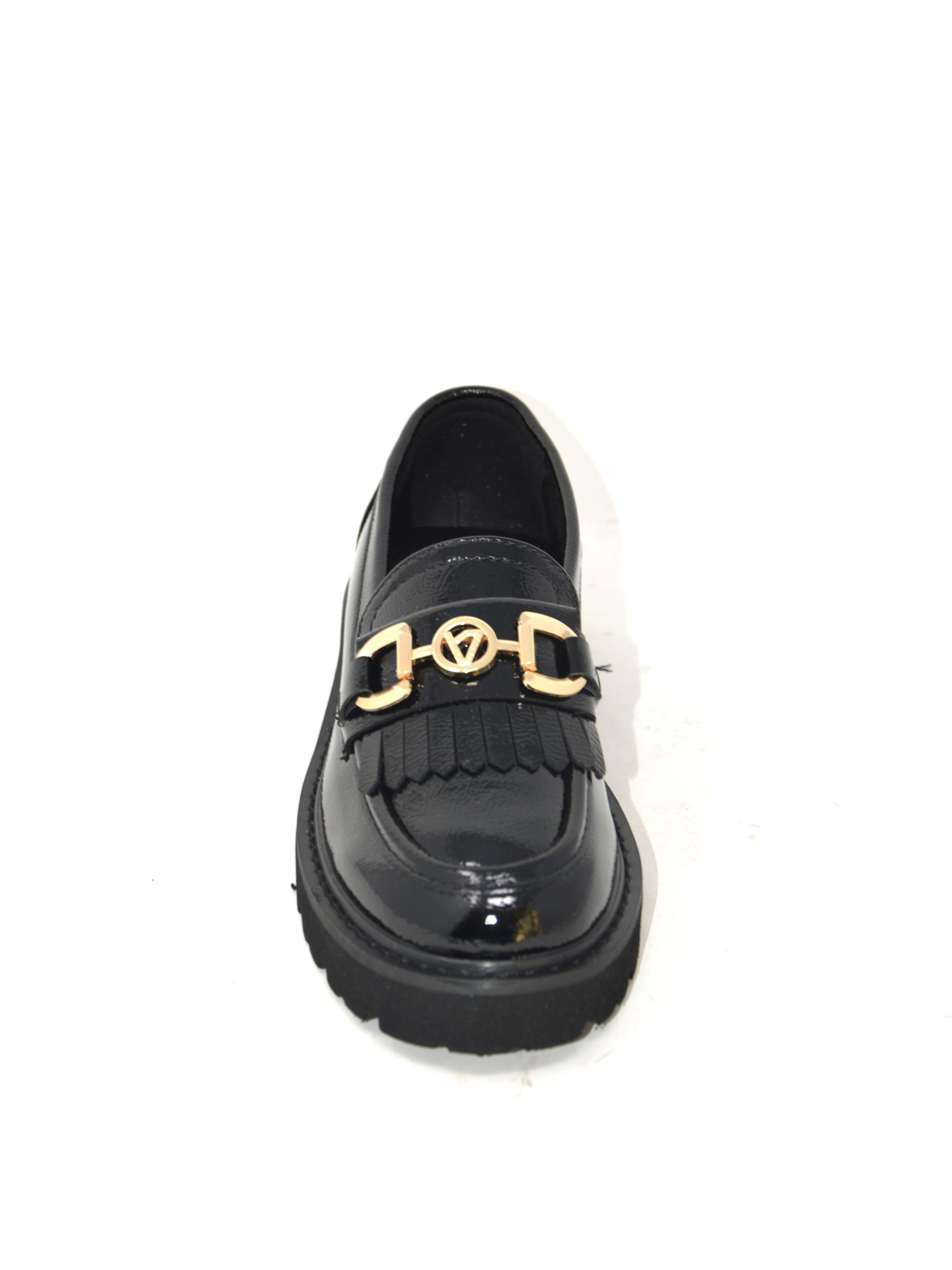 Mocassino nero lucido accessorio oro - 44521B