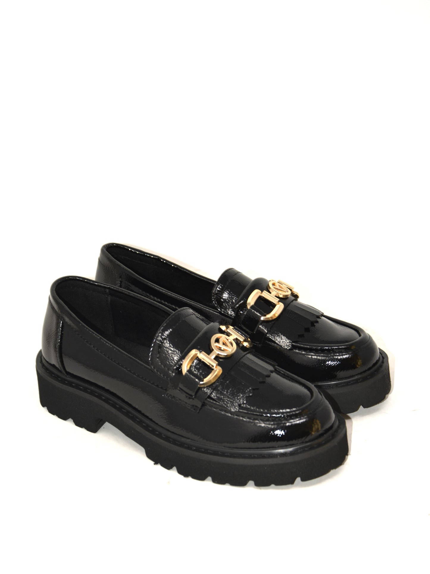 Mocassino nero lucido accessorio oro - 44521B
