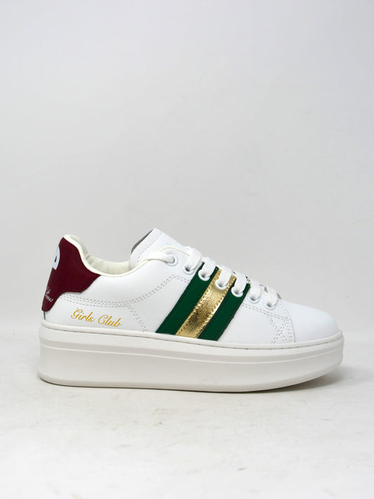 Sneaker in pelle inserti green -W01470