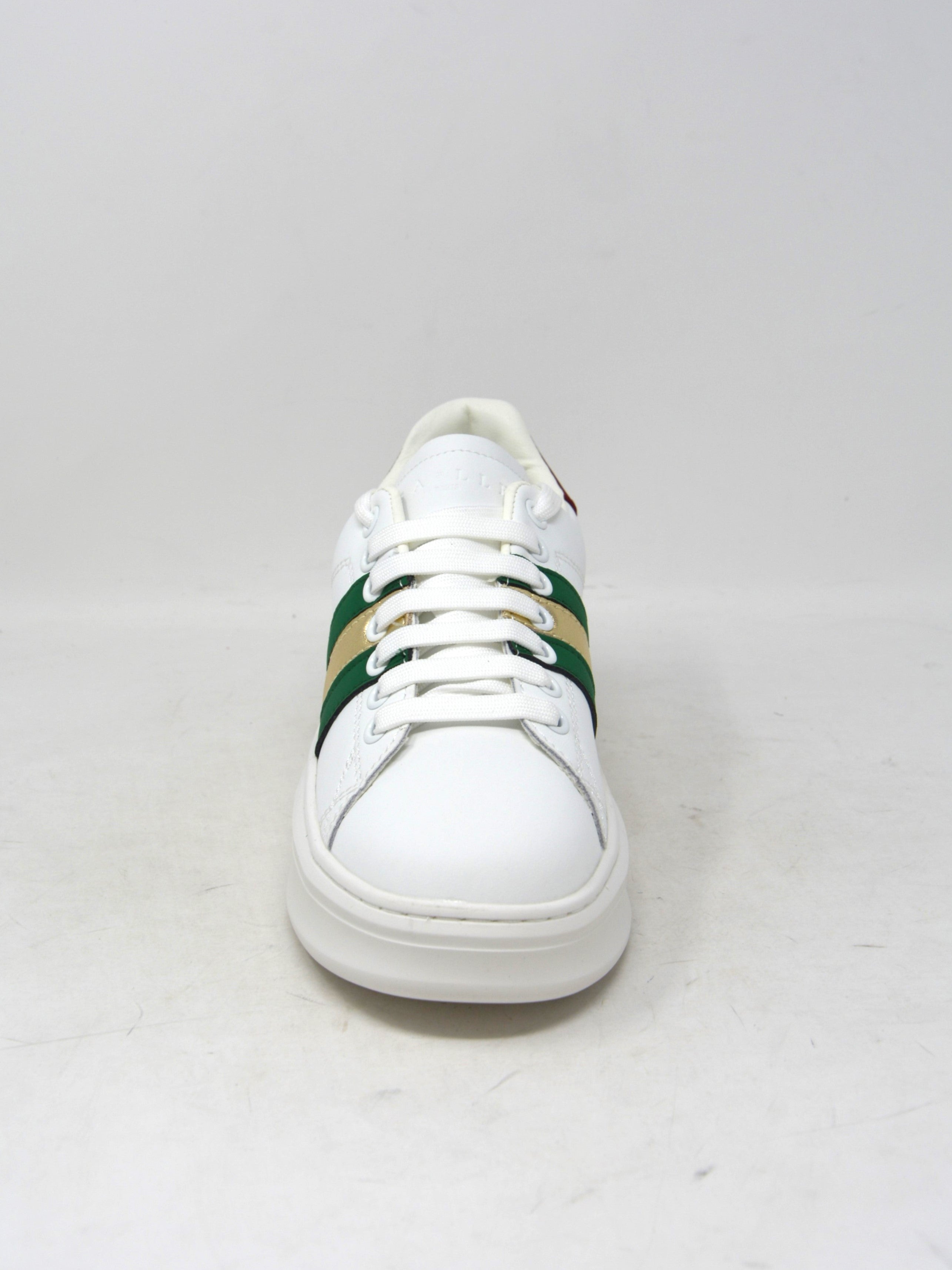 Sneaker in pelle inserti green -W01470