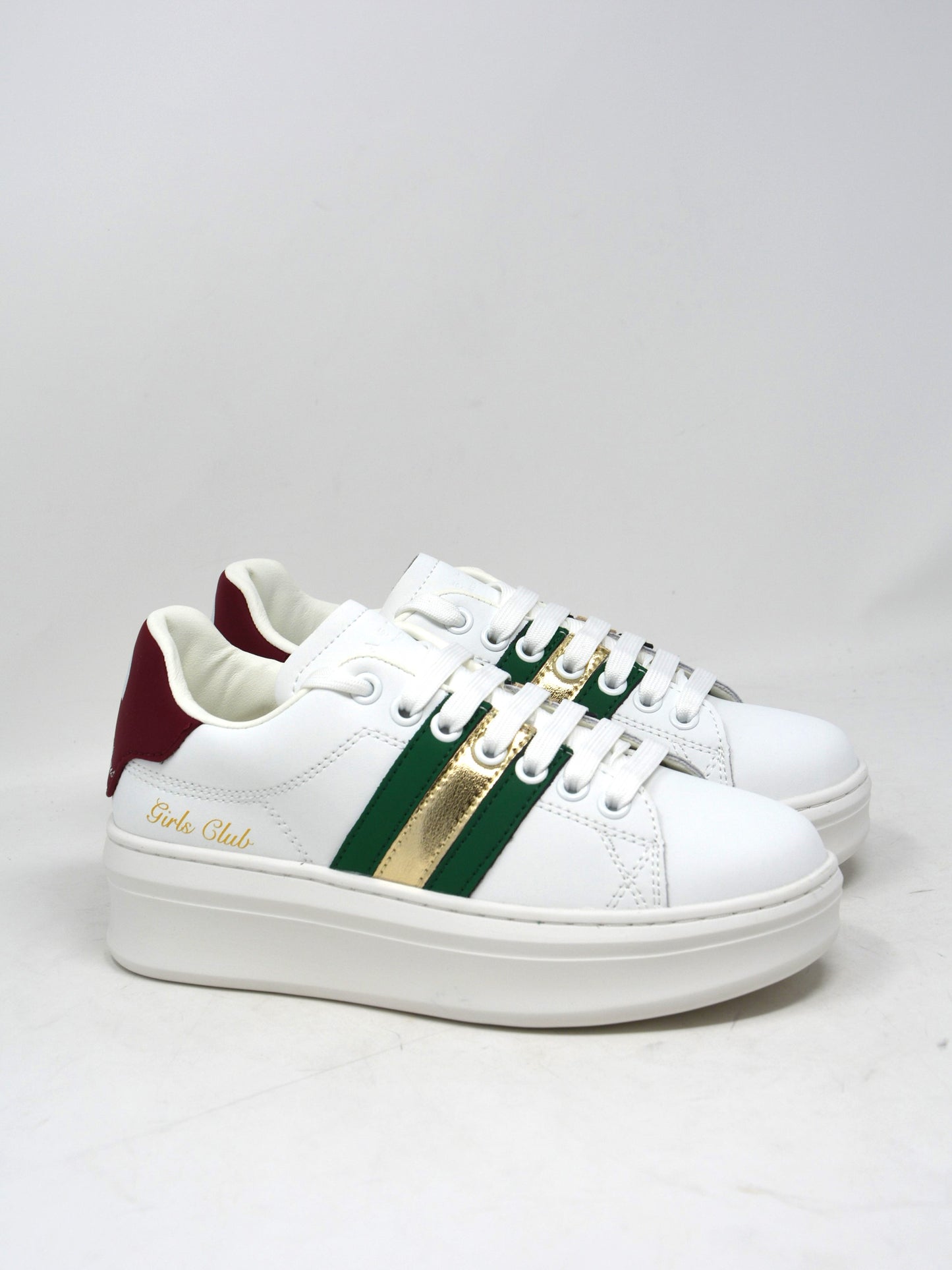 Sneaker in pelle inserti green -W01470