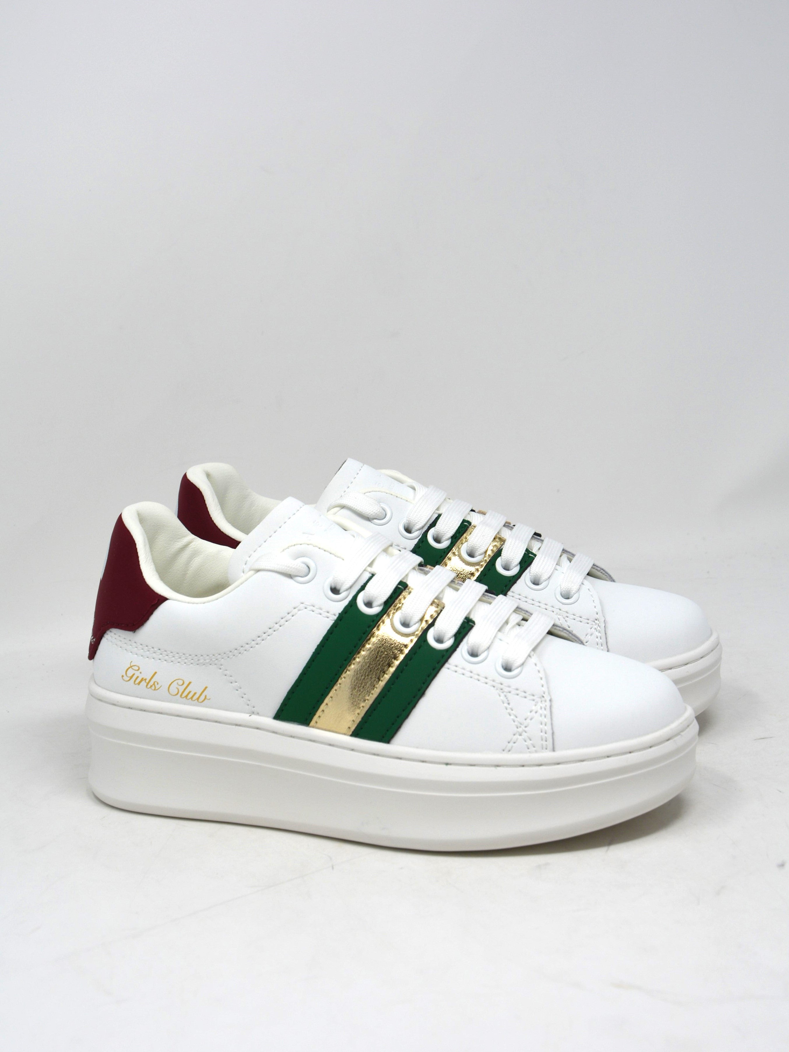 Sneaker in pelle inserti green -W01470