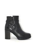 Tronchetto pelle nero con cinturino - 17240