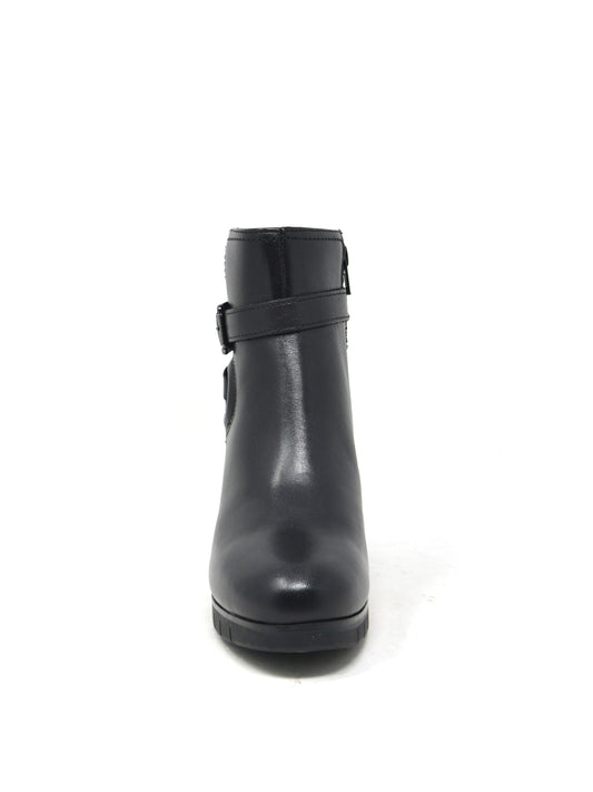 Tronchetto pelle nero con cinturino - 17240