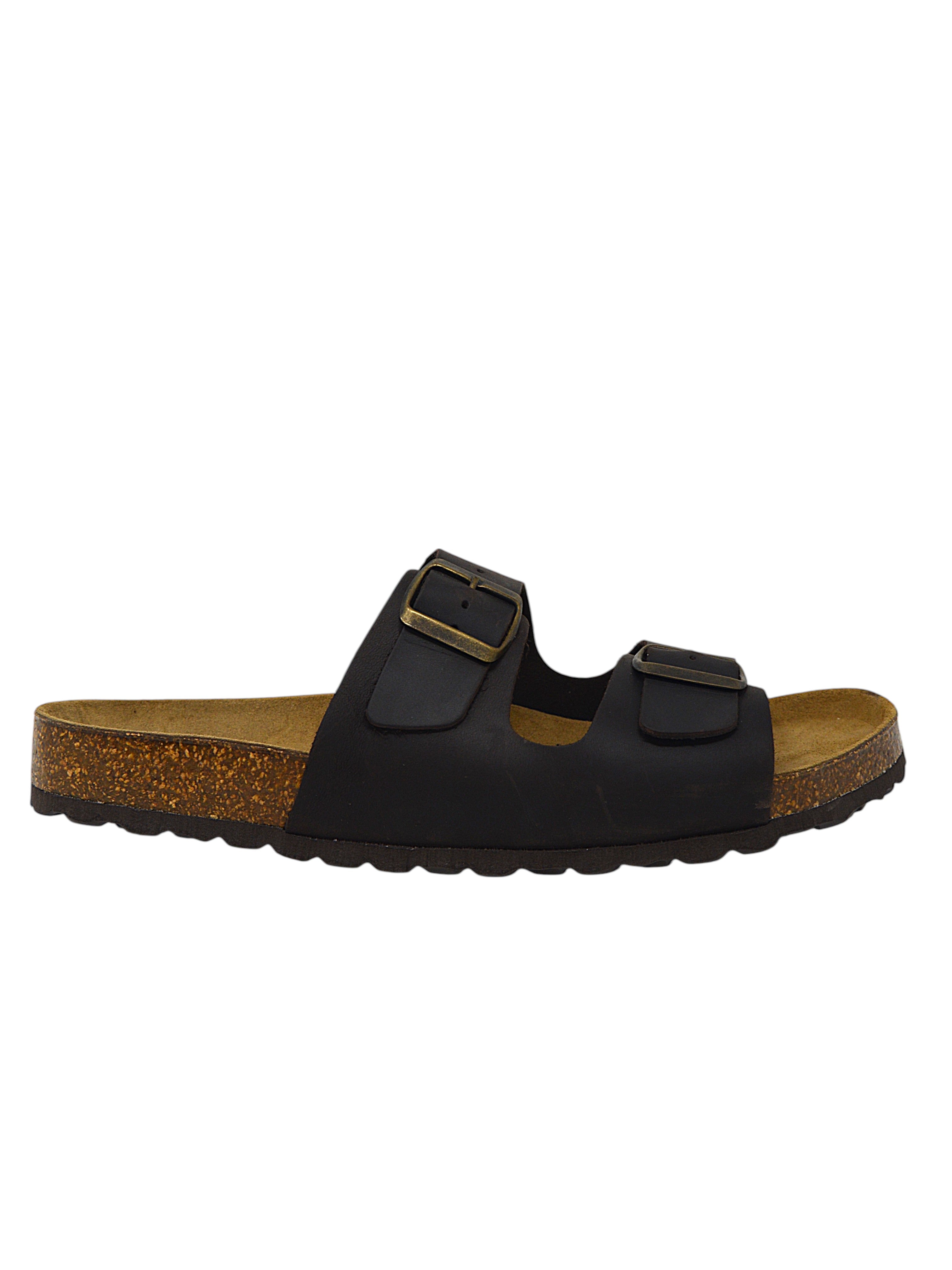 Ciabatta uomo doppia fibbia marrone - 10616TM