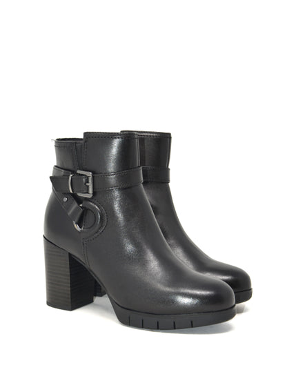 Tronchetto pelle nero con cinturino - 17240