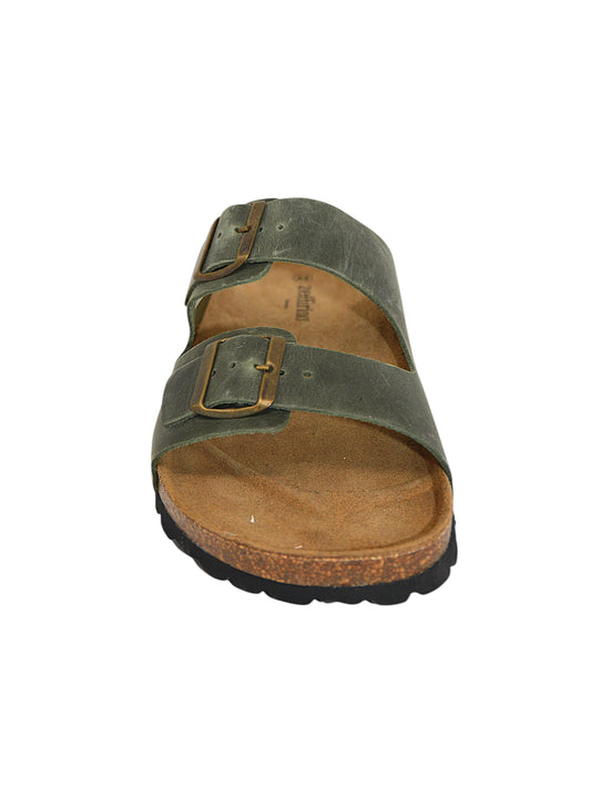 Ciabatta uomo doppia fibbia verde - PENT1UK