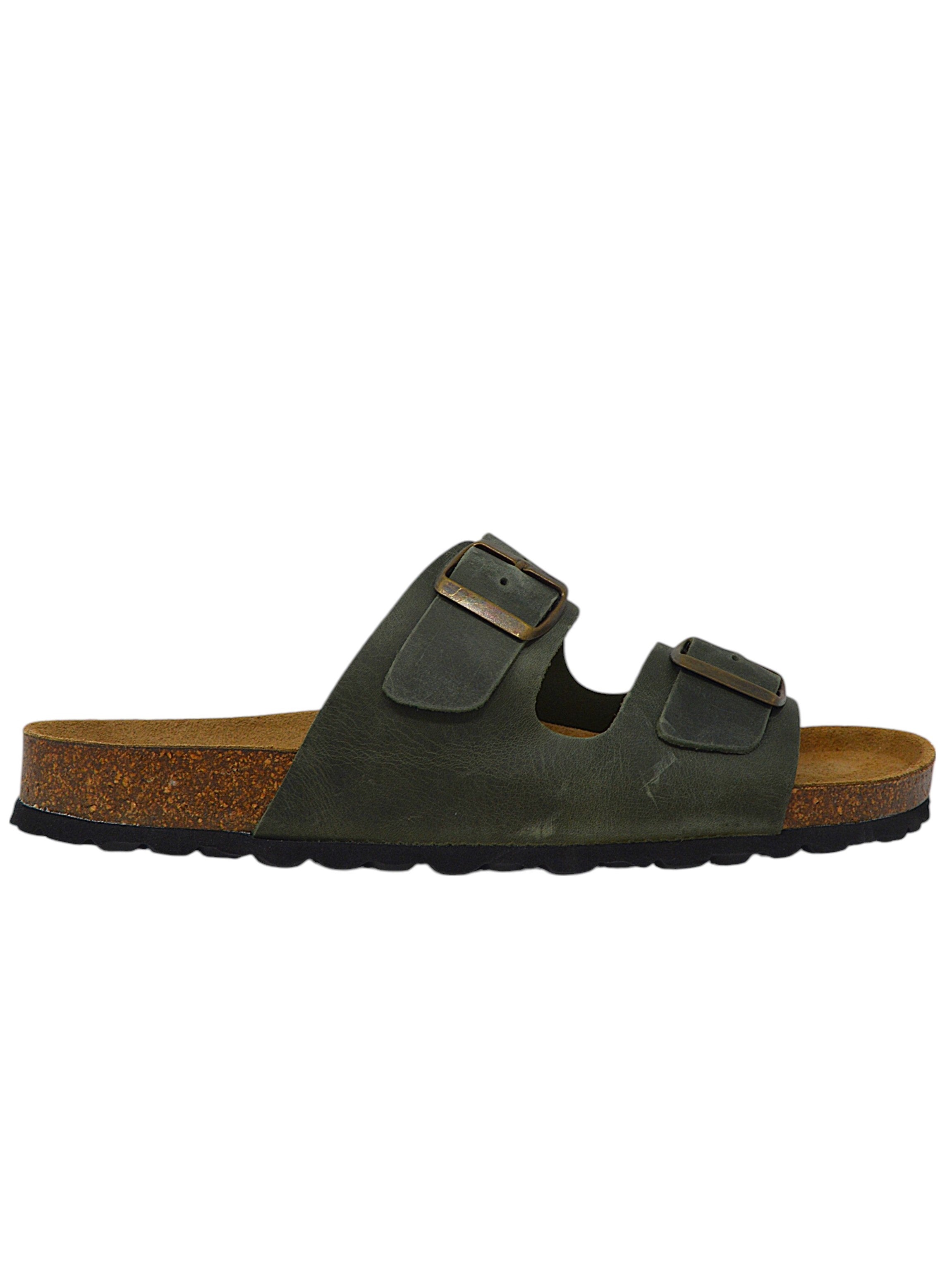 Ciabatta uomo doppia fibbia verde - PENT1UK