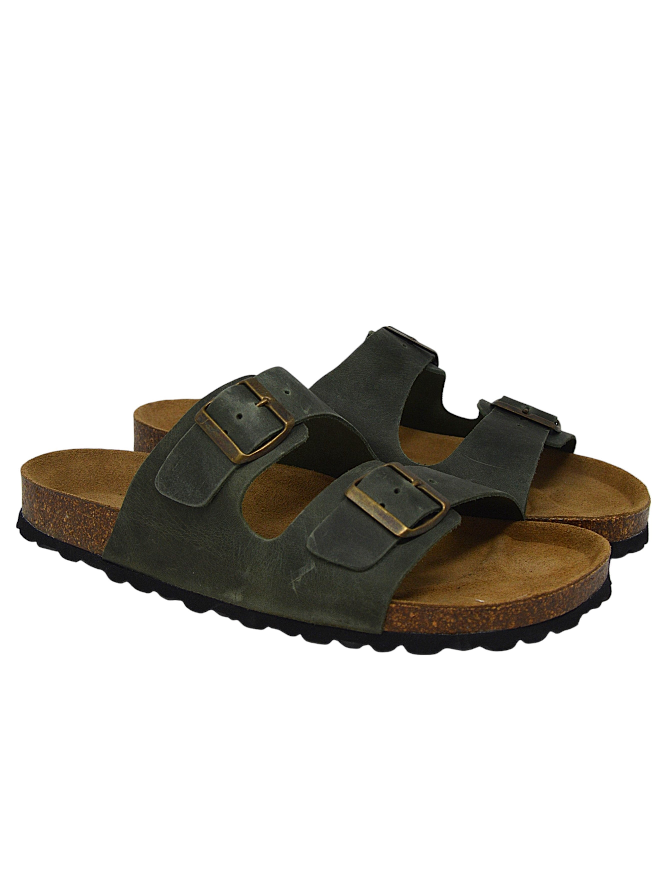 Ciabatta uomo doppia fibbia verde - PENT1UK