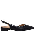 Decolletè nero basso slingback con borchie -2107NER