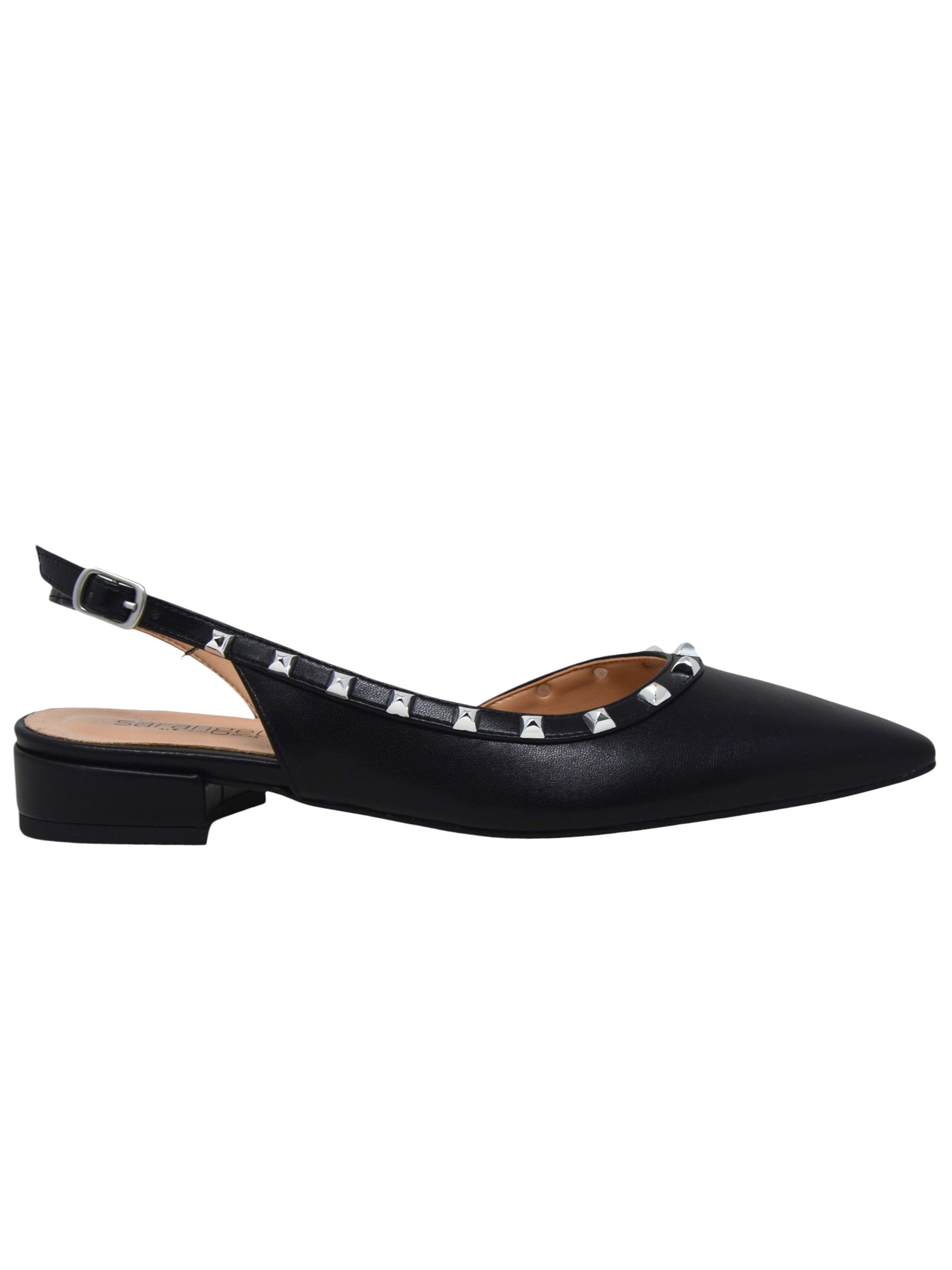 Decolletè nero basso slingback con borchie -2107NER